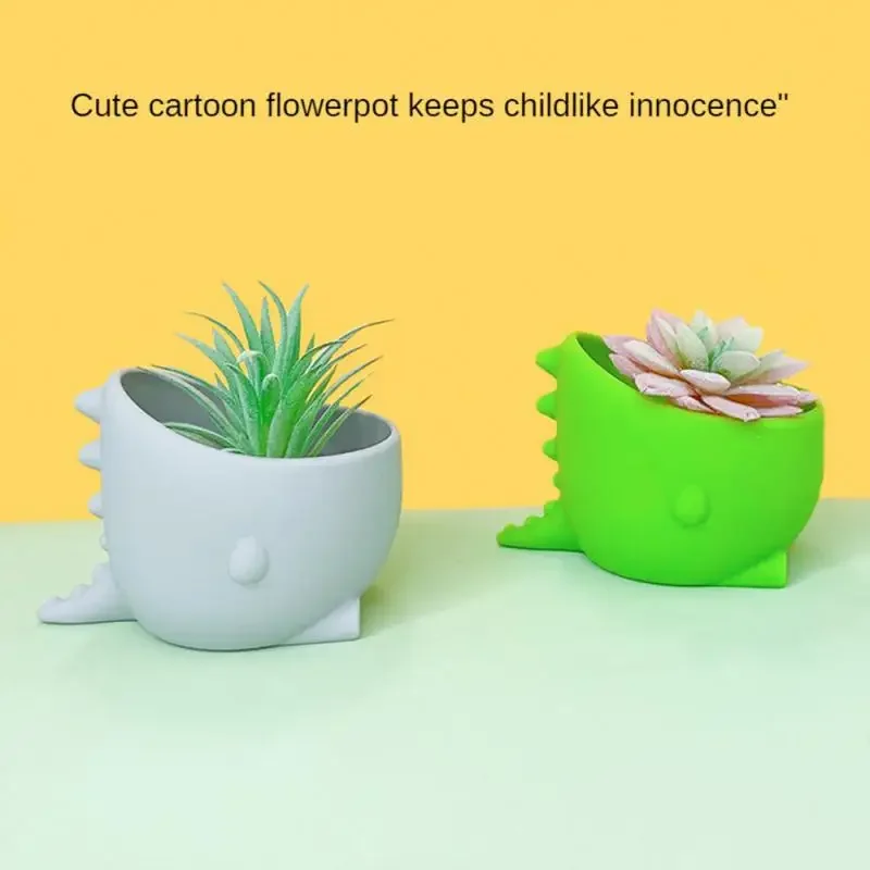 Thickened Creative Cute Dinosaur Silicone Flower Pot Office Desktop Potted Fleshy Flower Pot Ornaments Mini Small Flower Pot