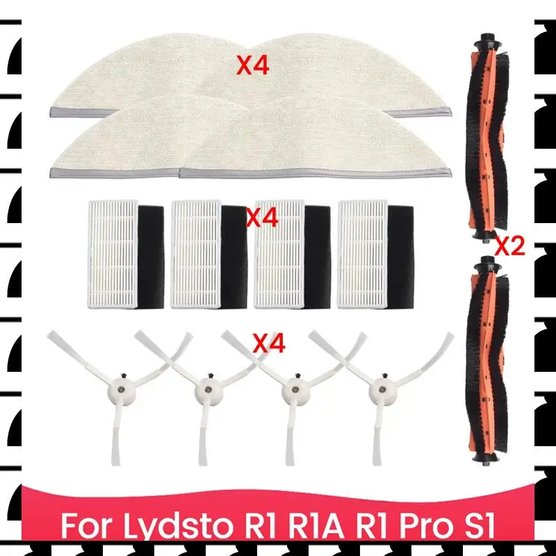 

A44U For Lydsto R1, R1A, R1 Pro, S1 Parts Accessories Main Brush Side Brush HEPA Filter Mop Cloth Replacement