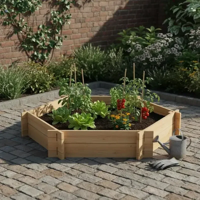 

Raised Garden Bed Hexagonal DIY Plant Pots Planter Box Wooden for Garden Balcony Natural 100 X 92 X 16 cm