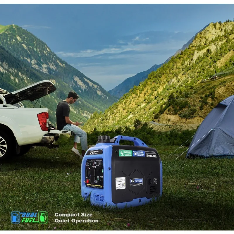 مولد عاكس الوقود المزدوج 3000 واط، يعمل بالغاز LPG، خفيف الوزن هادئ، جاهز متوازي، تنبيه ثاني أكسيد الكربون، للتخييم في الهواء الطلق RV #6