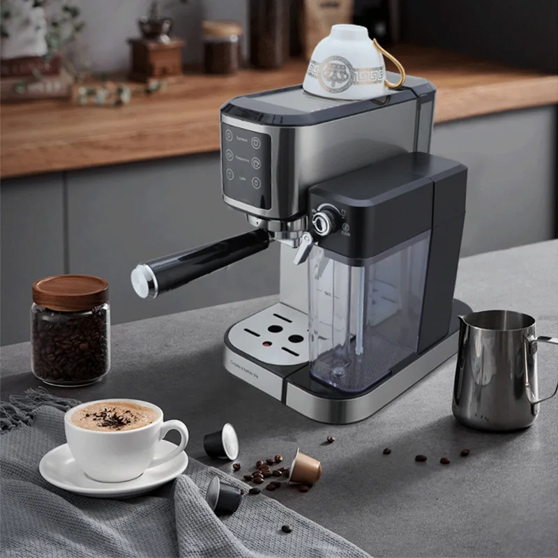 Machine à expresso semi-automatique, petite machine à café domestique, mousse de lait, bureau, acier inoxydable 1350, 3 modes, agre3104, 304 W