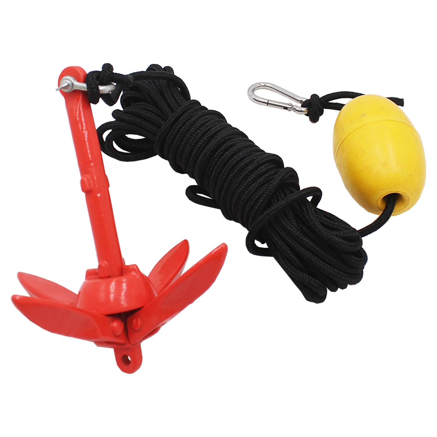 

SSTT Новый портативный складной анкерный комплект для каяка-грепнели длиной 1,5 фунта с морской веревкой длиной 40 футов для катания на лодках и водных видов спорта