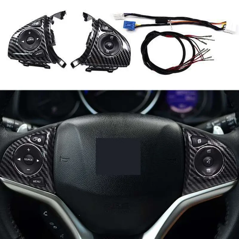 Steering Wheel Control Switches for Honda Fit 2015-2018 Audio Cruise Buttons Replacement Parts Easy Install Black Plastic
