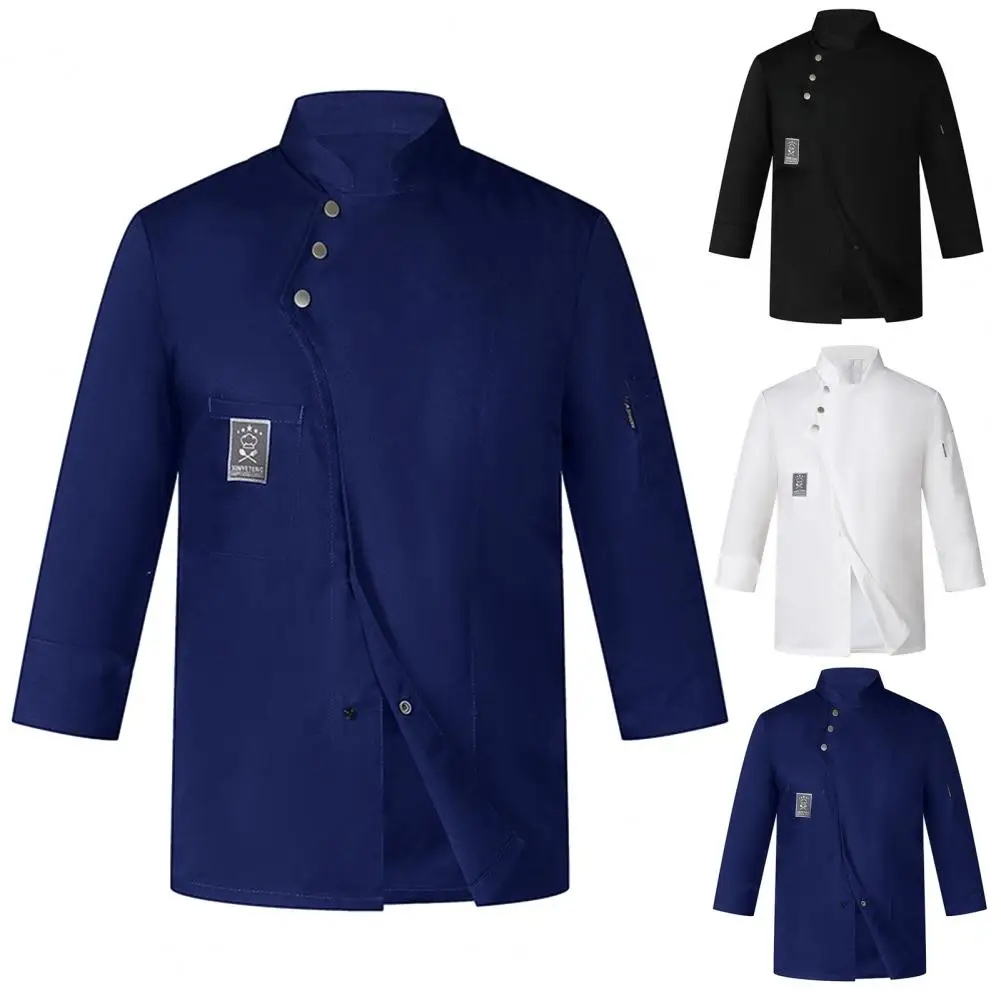 Uomini/donne uniforme da cuoco colletto alla coreana monopetto tasca ristorante uniforme impermeabile Anti-sporco panetteria cibo Chef top