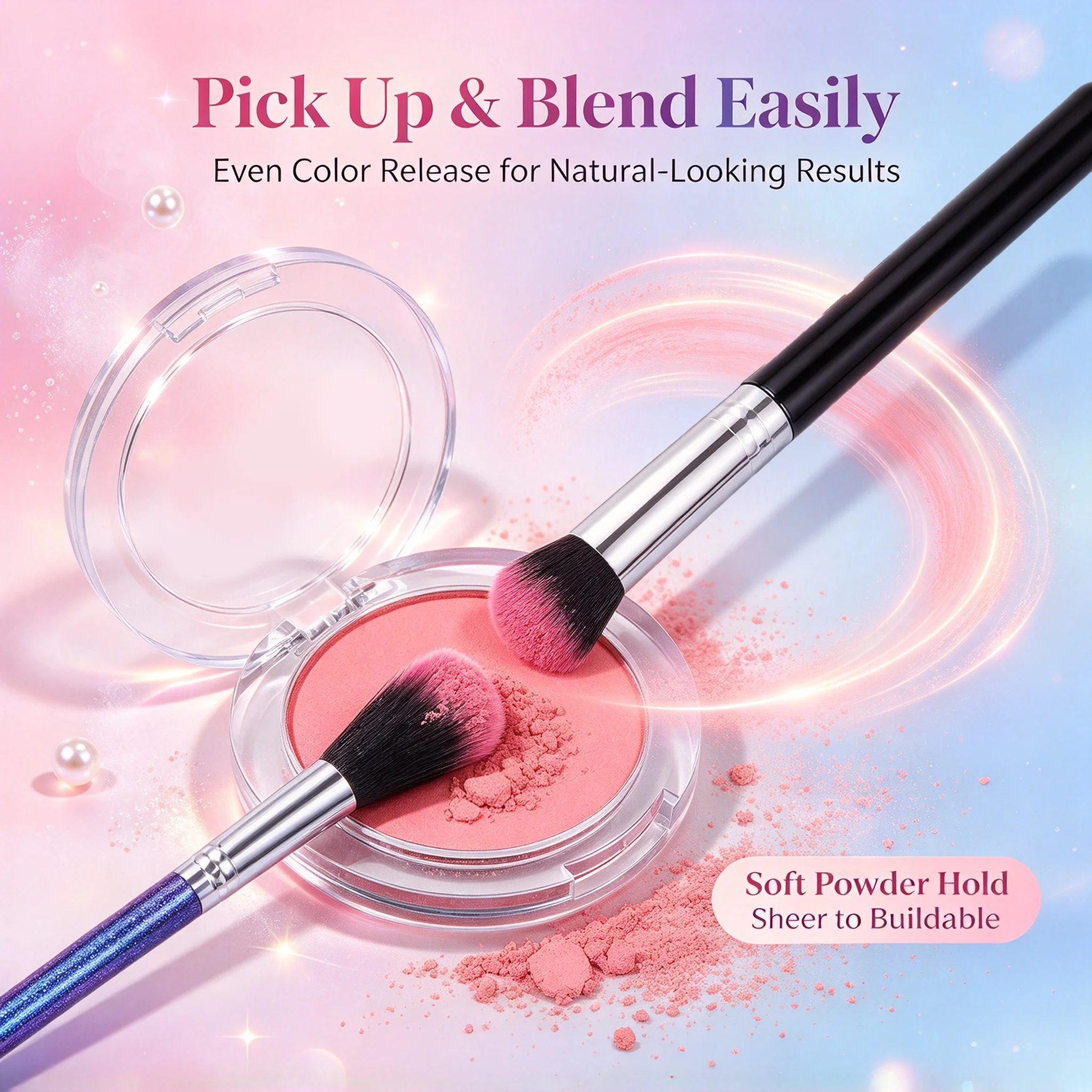 2Pcs Cheek Makeup Brush,Fluffy Blush & Contour Highlight Brushes,Daily Face Makeup Tools for Beginners & Makeup Lovers