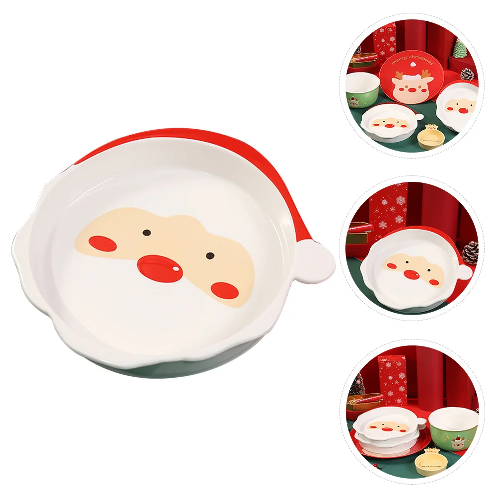 

1Pcs Christmas Santa Ceramic Dinner Plate Xmas Serving Tray Food Holder Porcelain Platter for Salad Steak Dessert