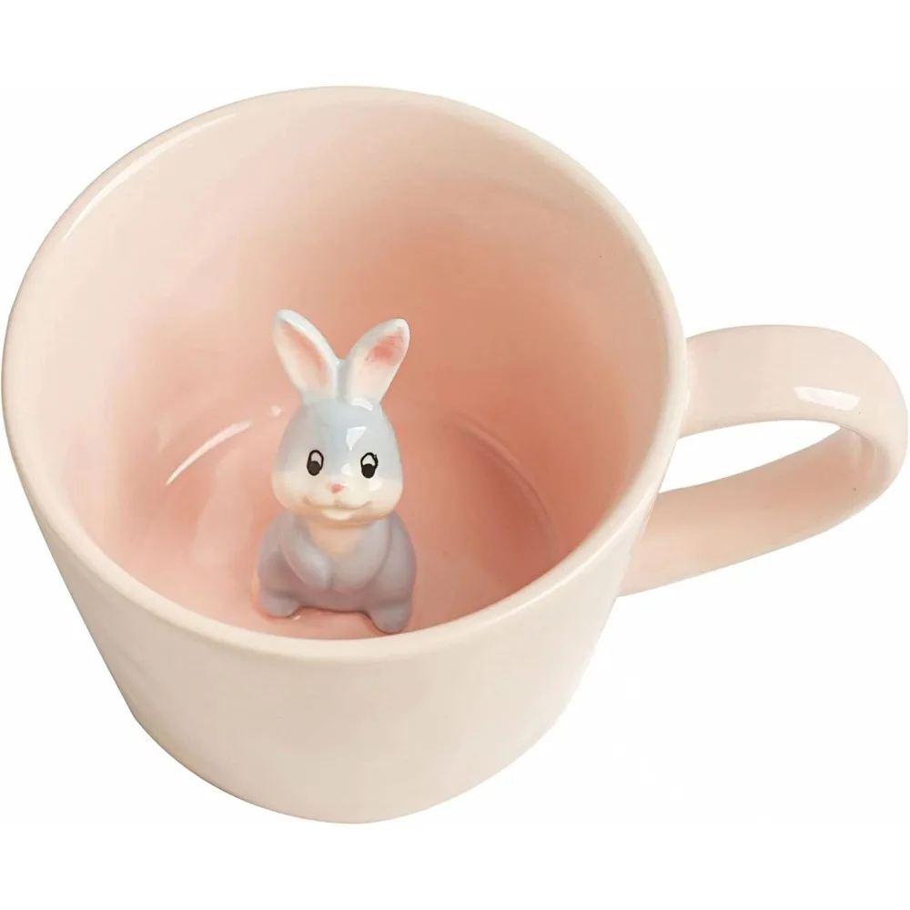

Керамическая чашка клубного кролика, скрытая 3D кружка с животными внутри, кружки ручной работы с милым мультяшным кроликом, пасхальные подарки, 12 унций