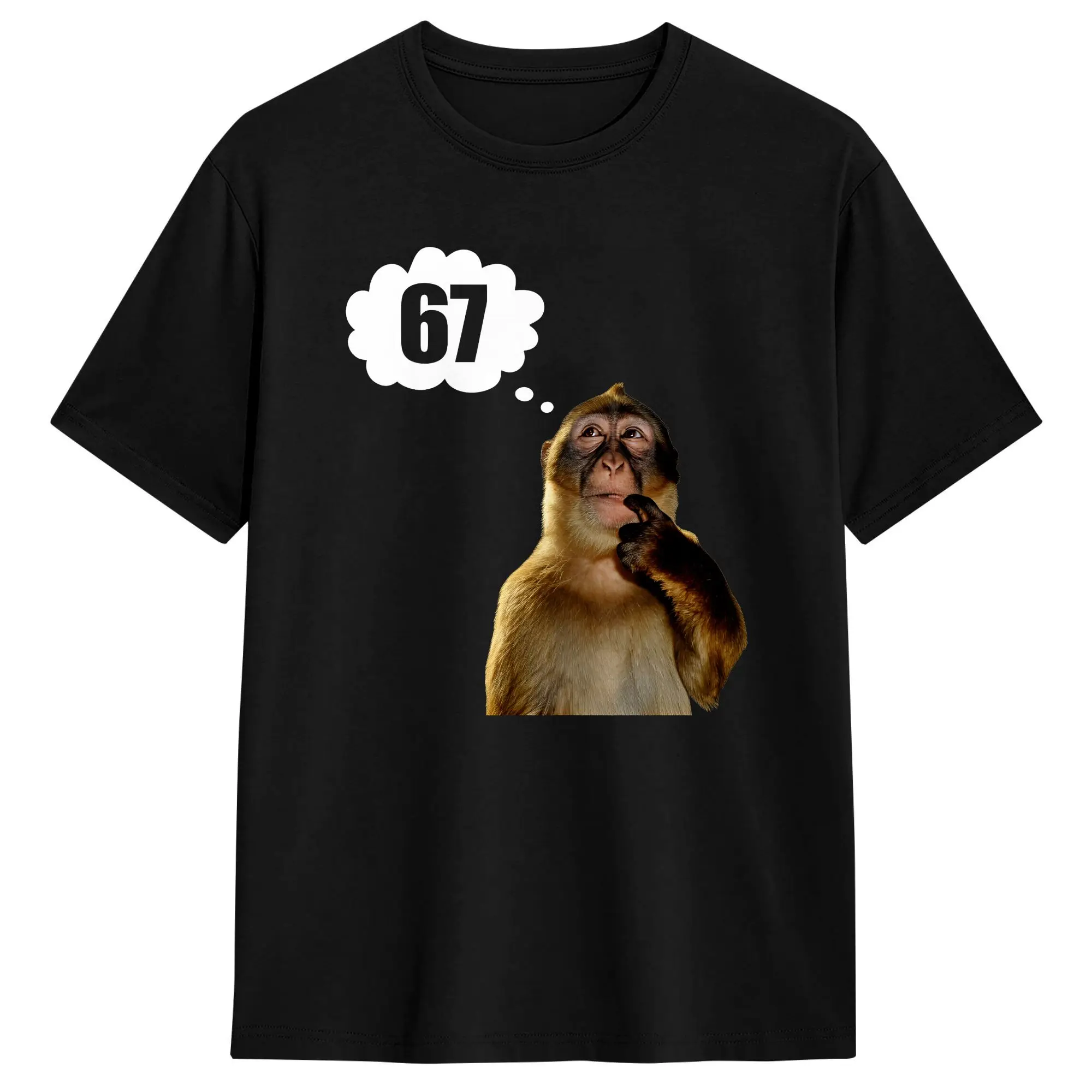 Wait I'm Goated Funny Thinking Monkey 67 T-Shirt Men  Vintage T Shirts Summer Crew Neck Hippie Tees Cheap Oversized Clothes