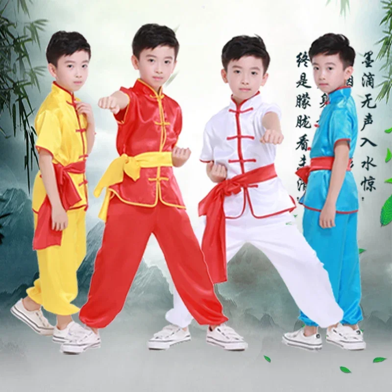 Children's Boys New Chinese Traditional Kung Fu Uniforms Martial Arts Costume Shirt + Pants Set For Kids Child Wushu Clothing