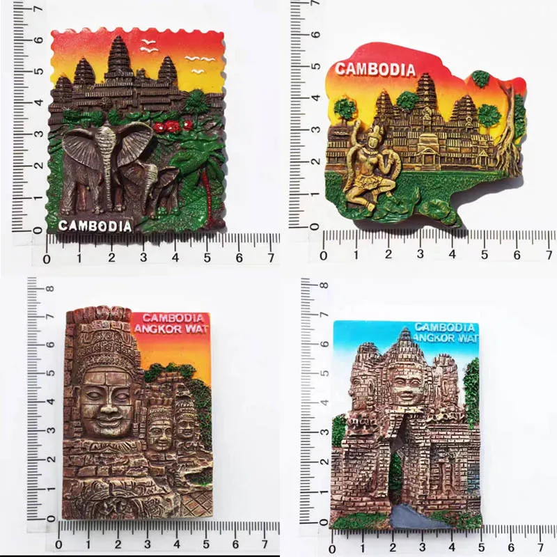 Cambodia 3D Resin Fridge Magnets, Refrigerator Stickers, Souvenirs, Cute, Bayon, Siem, Reap, Angkor, Wat, Buddha, Gifts, 1 Pc