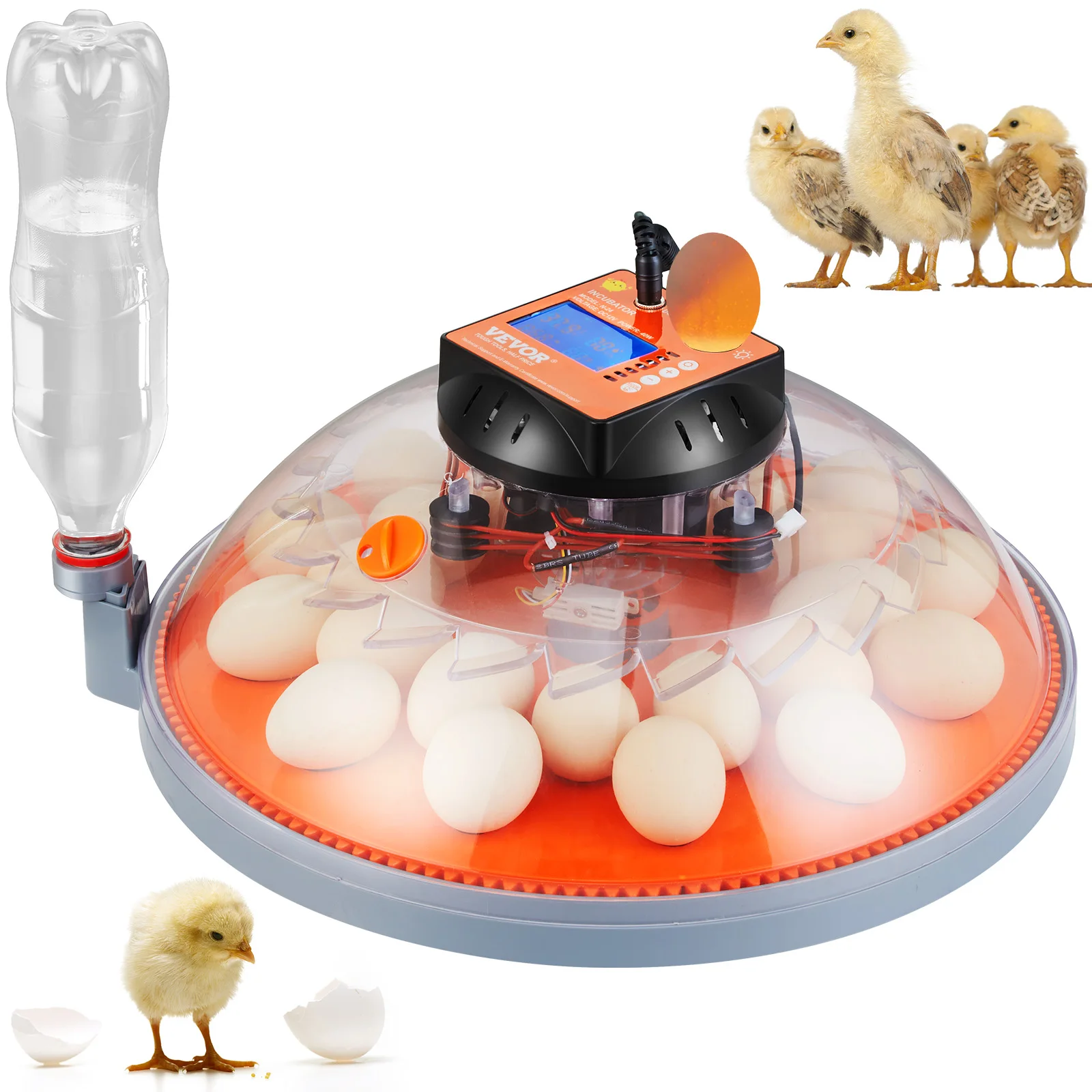 VEVOR 12/24/48 Egg Incubator Automatic Turner Poultry Hatcher with Temperature Humidity Control for Chicken Duck Hatching Eggs