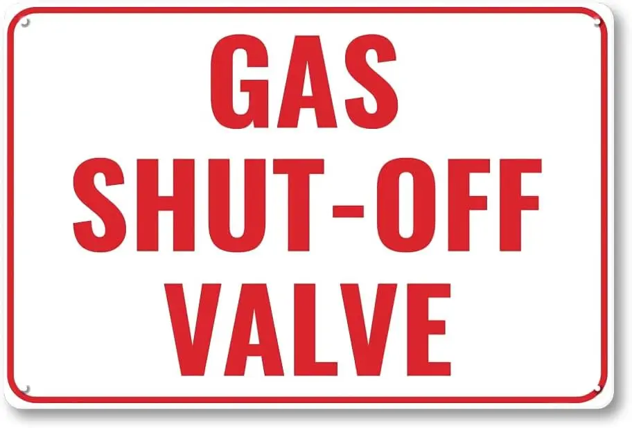 Gas Shut Off Sign -  Metal Aaluminum Emergency Shut-Off Sign for Patio, Outside, Inside, Outdoor, UV Protected & Weatherproo