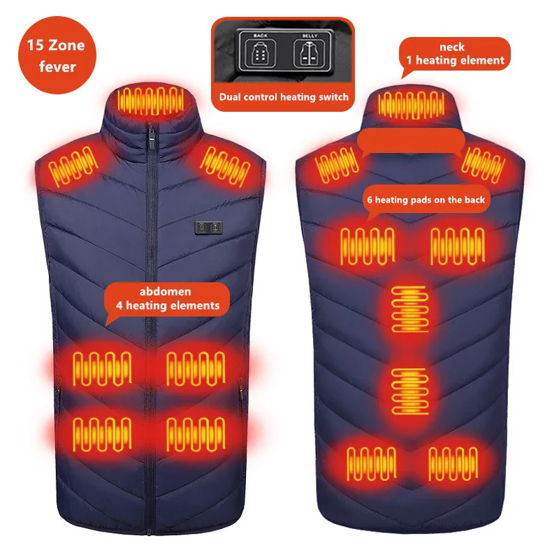 Neue Männer Casual Stehkragen Im Freien Warme Elektrische Weste Winter Usb Port Intelligente Heizung Ärmellose Mantel (Keine Power Bank) – Detail 9