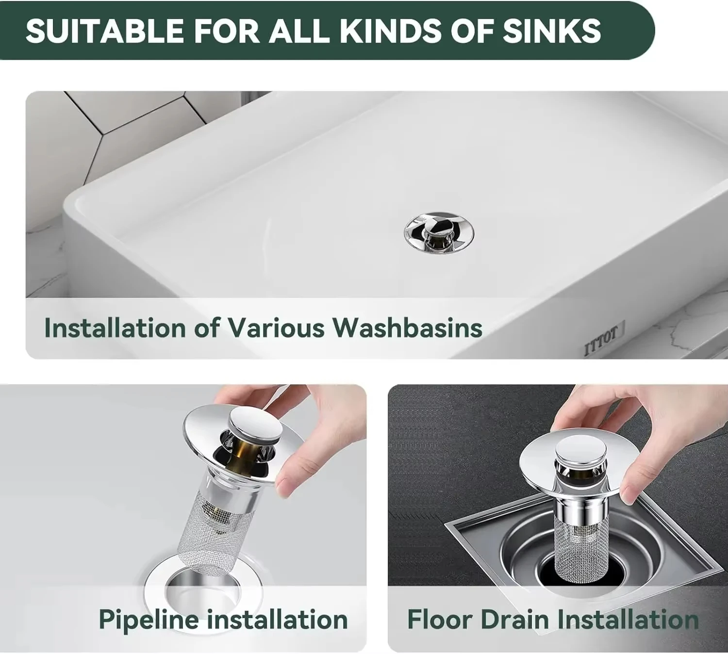 1/2PCS Sink Drains Filter Bathroom Pop-Up Sink Filter Plug Stopper Wash Basin Hair Catcher Strainer Stopper Kitchen Accessories