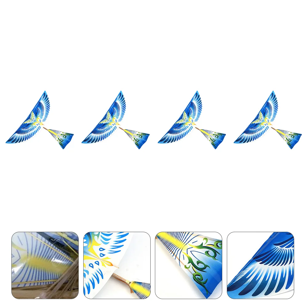 

4 Pcs Assembled Toy Flying Bird Airplane Model Aeroplane DIY Rubber Band Power Ornithopter Birds Children Toys