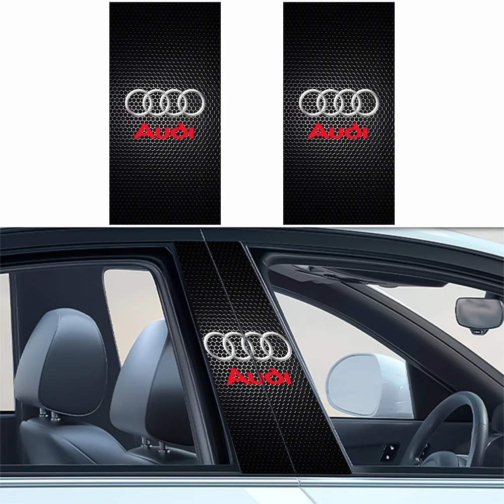 2er-Set B-Säulen-Mittelstangen-PET-Aufkleber Emblem 3D-Sticker Mittelabdeckung für Audi A4 S3 8P B5 A1 RS5 A8 RS S-Line Q8 A6 TT S Q3 B3 Q7