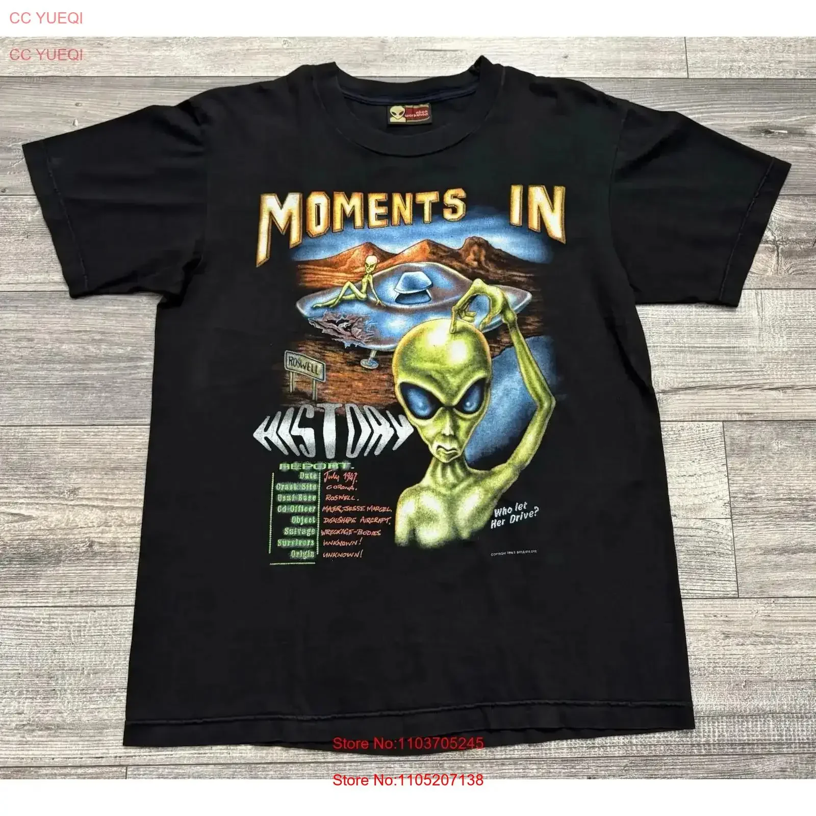 

Винтажная футболка Alien Workshop, мужская большая Aliened Crash Moments In History 1996, стираная слегка дизайнерская одежда, винтажная одежда