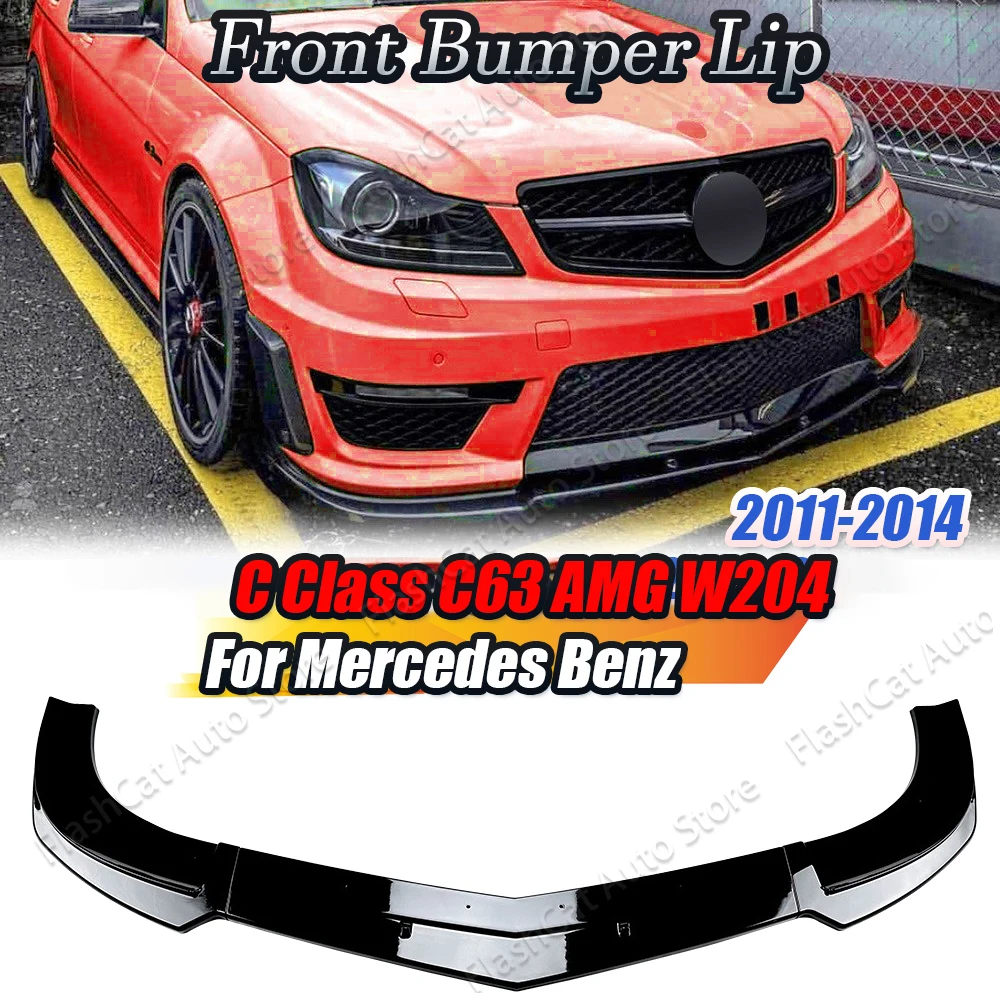 C63 Car Front Bumper Lip Splitter Diffuser Body Kit Spoiler Guard For MercedesBenz C Class W204 S204 C63 AMG 2011 2012 2013 2014