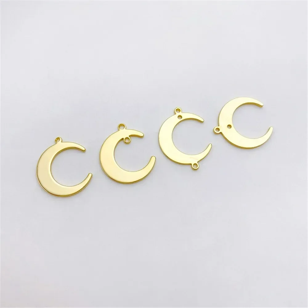 14K Gold-plated Simple Joker Smooth Moon Series Pendant Diy Bracelet Necklace Ear Jewelry Accessories Materials L486