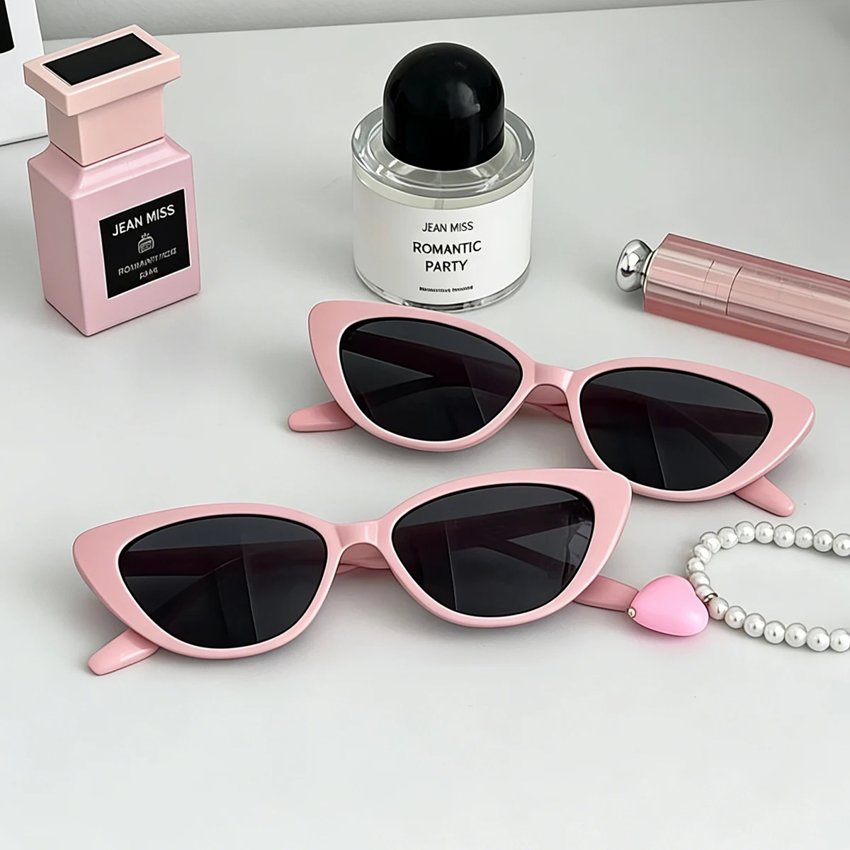 2pcs Solid Color Cat Eye Fashion Glasses, Matching Sunglasses For Sisters