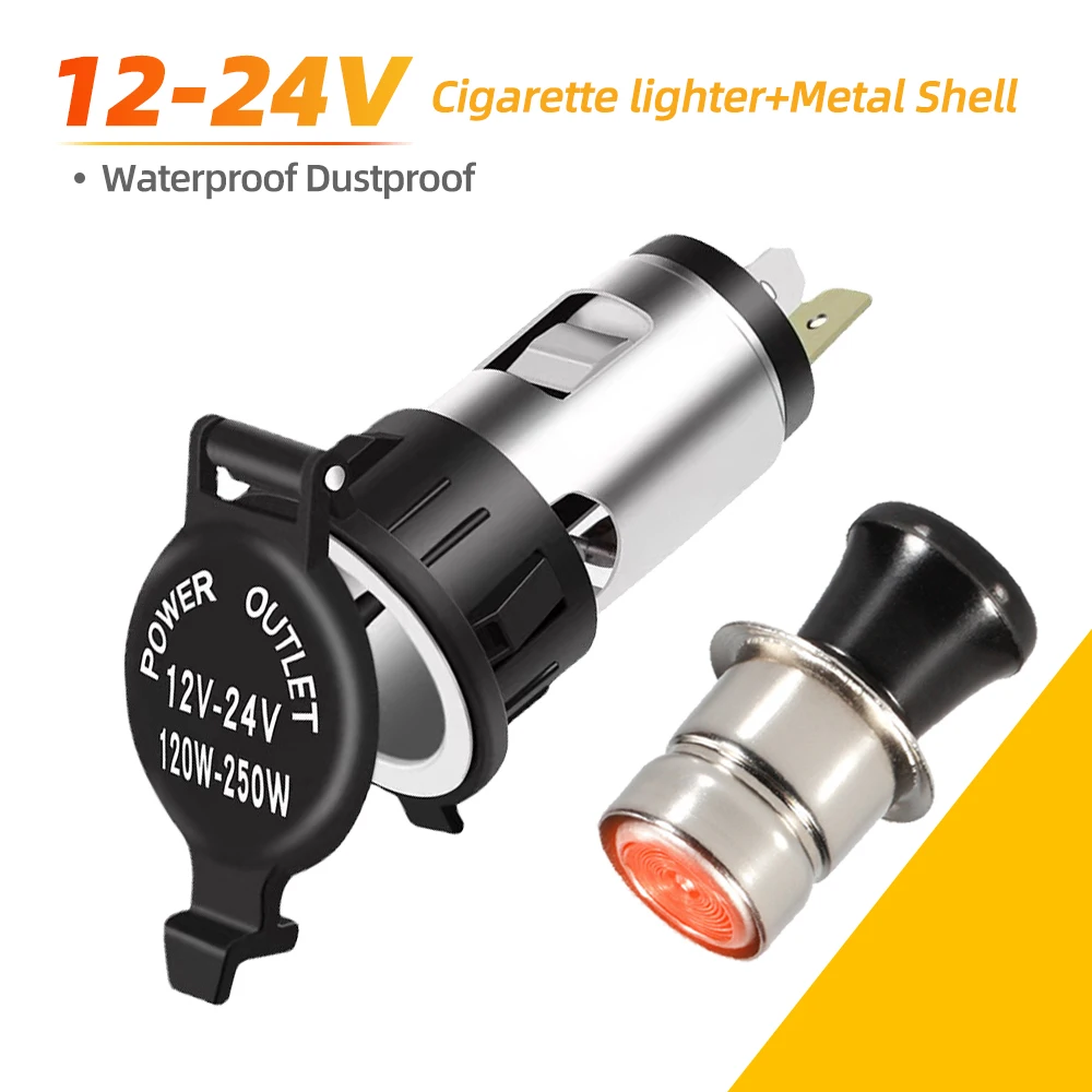 Portable Power OutletCar Cigarette Lighter Universal Socket Adapter 12V-24V 120W-250W For Car Truck Motorcycle Boat accessories