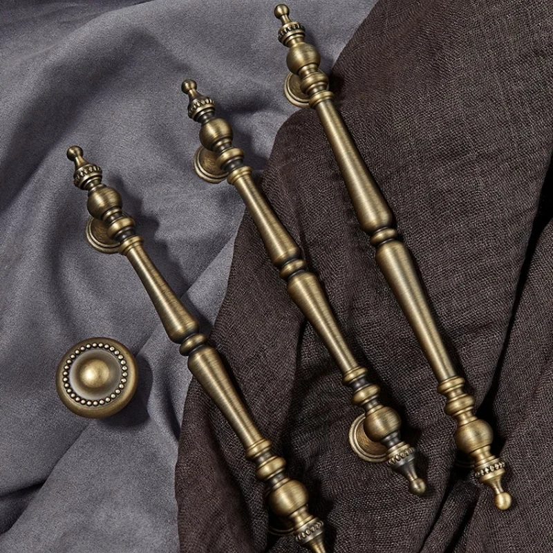 Antique Brass Cabinet Handles Crown Shape Bronze Furniture Cupboard Bedroom Wardrobe Door Pulls Kitchen Shoe Box Drawer Knobs