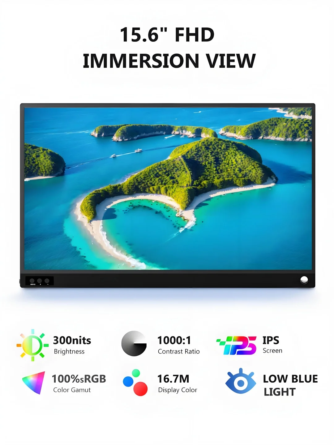 15.6 Portable Monitor FHD for PC Laptop Phone Switch PS5/4 Xbox One Raspberry pi IPS 100% sRGB HDR LCD Mobile Type-C Display