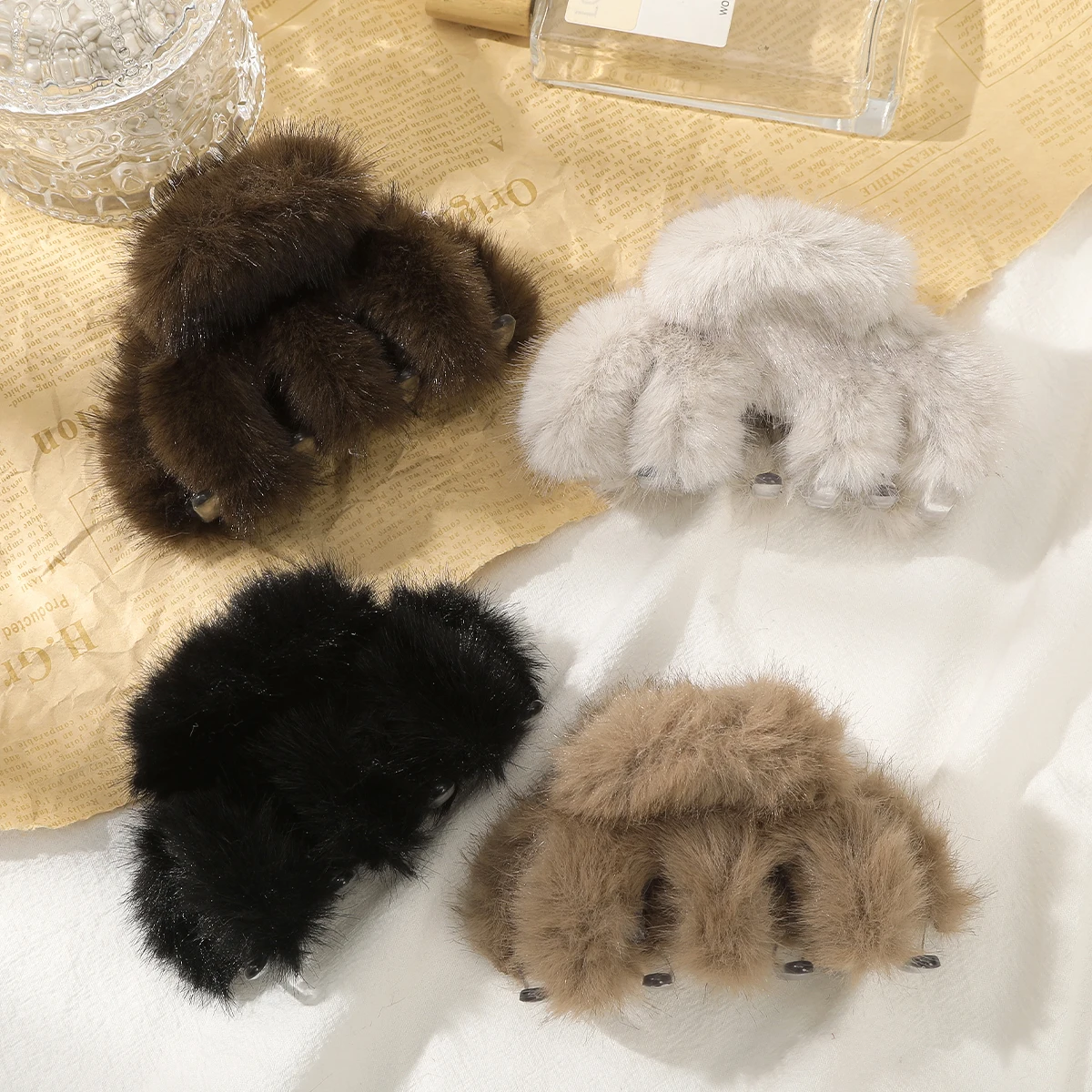 AWAYTR-garras para el pelo con forma de pata de gato de peluche, pinzas para el pelo a la moda, cangrejo para mujer y niña, accesorios para el cabello de regalo, tocados de San Valentín