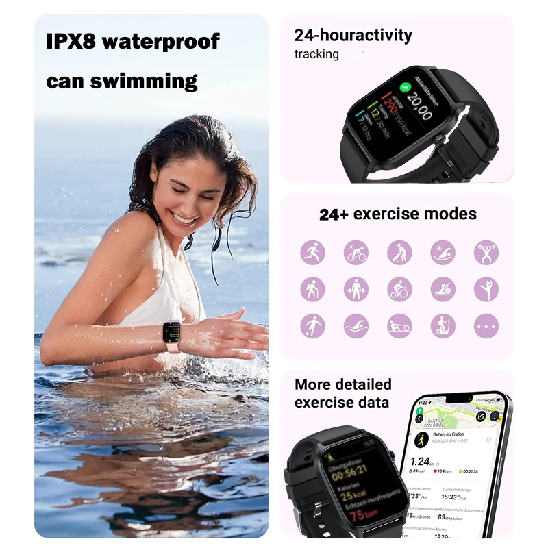 IUTECH Y7PRO llamada reloj inteligente 2024, pantalla de 1,85 pulgadas 24H Monitor de salud impermeable deportes natación Bluetooth Smartwatch