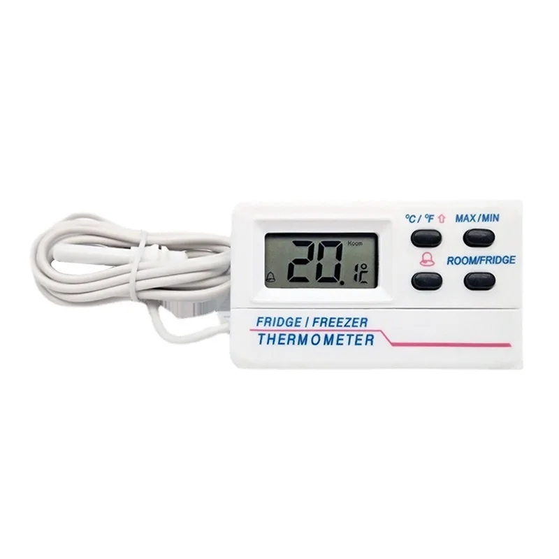Digital Refrigerator Thermometer Indoor Outdoor Fridge Freezer Thermometer With 2 Sensor And Alarm For Home Restaurant Durable