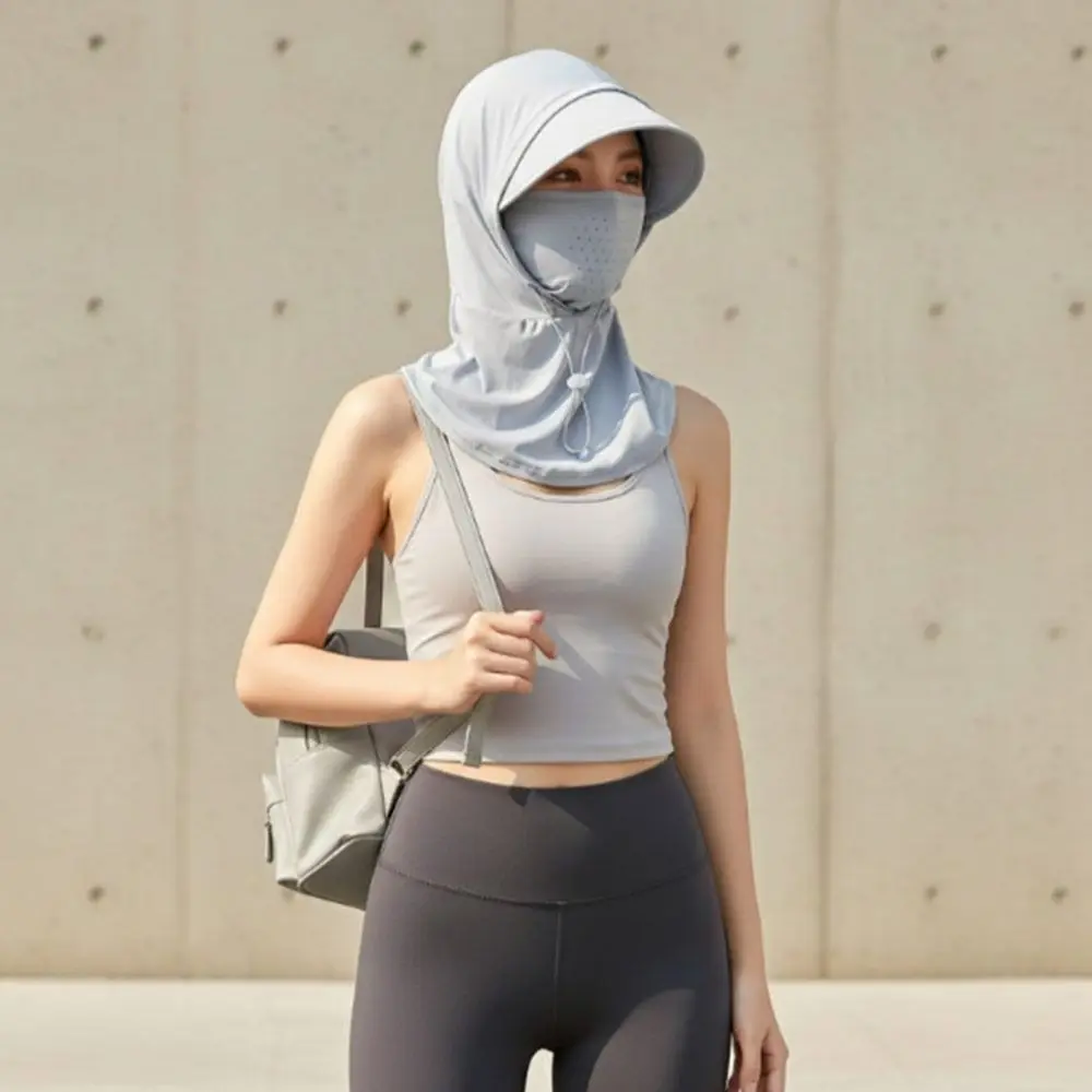 

Outdoor Anti-UV Ice Silk Sun Hat Wide Brim Quick Drying Sunscreen Hat Breathable with Shawl Sun Visor Cap for Women