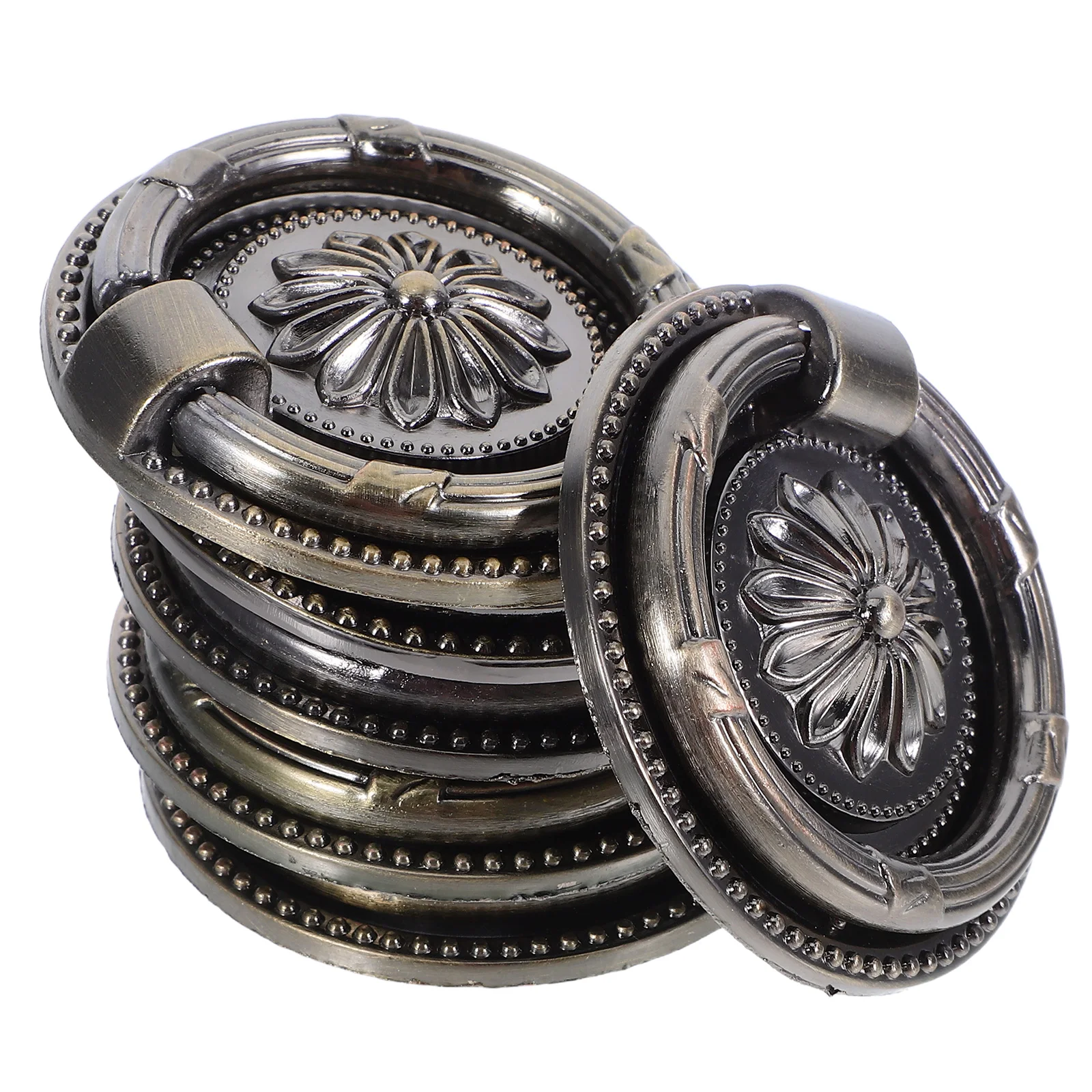 

6pcs Cabinet Handles: Vintage Style Drawer Pulls Retro Bronze Single Hole Round Hardware For Furniture Dresser Kitchen Bedroom