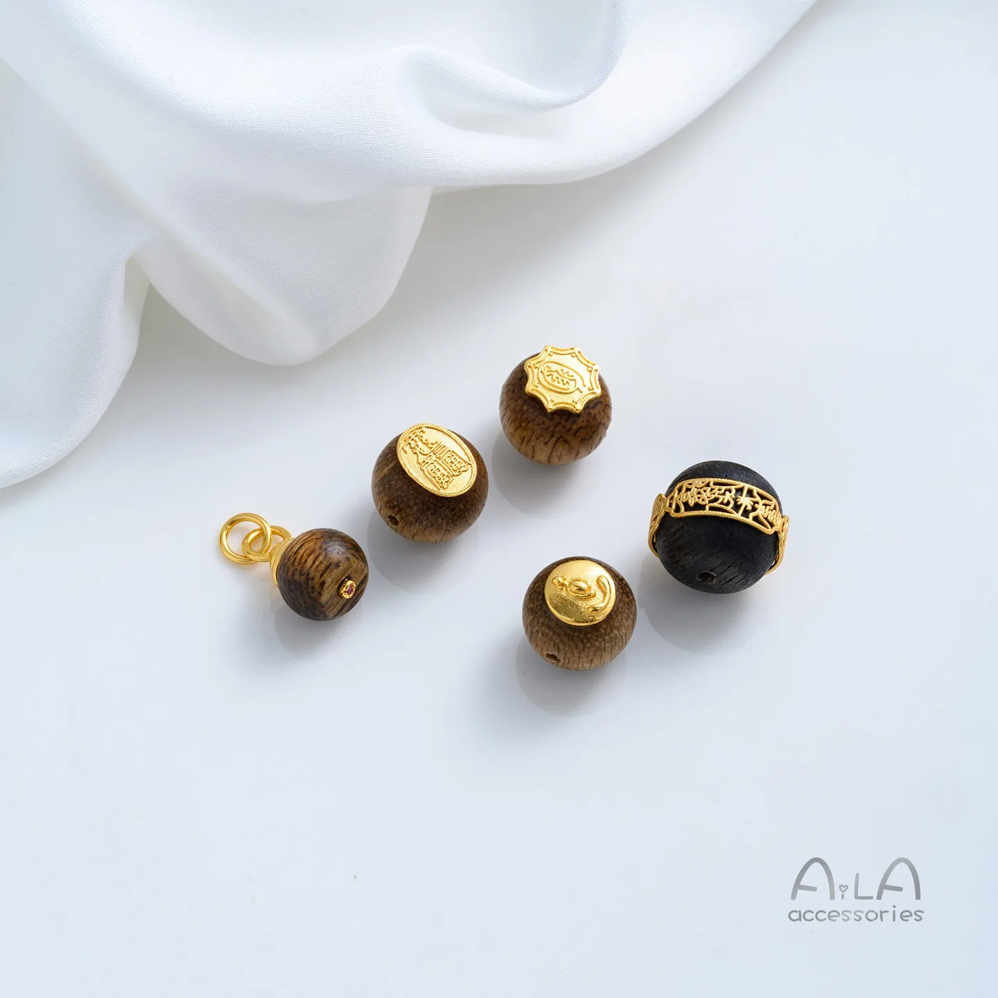 Brass Gold Plated Agarwood Series Buddha Talisman Spell Spacer Beads Pendants DIY Bracelet Necklace Jewelry Findings