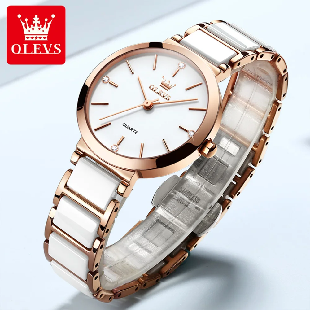 OLEVS Creative Fashion Women Watches Rose Gold Ladies Bracelet Watches Reloj Mujer Waterproof Quartz Watches Women Black