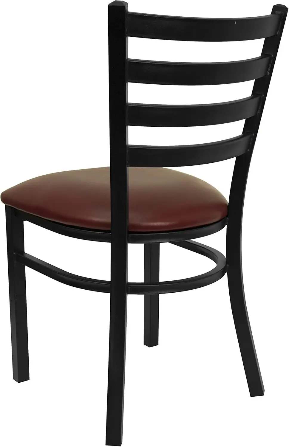 Flash Furniture 4 Pk. Black Ladder Back Metal Restaurant Chair - Burgundy Vinyl Seat