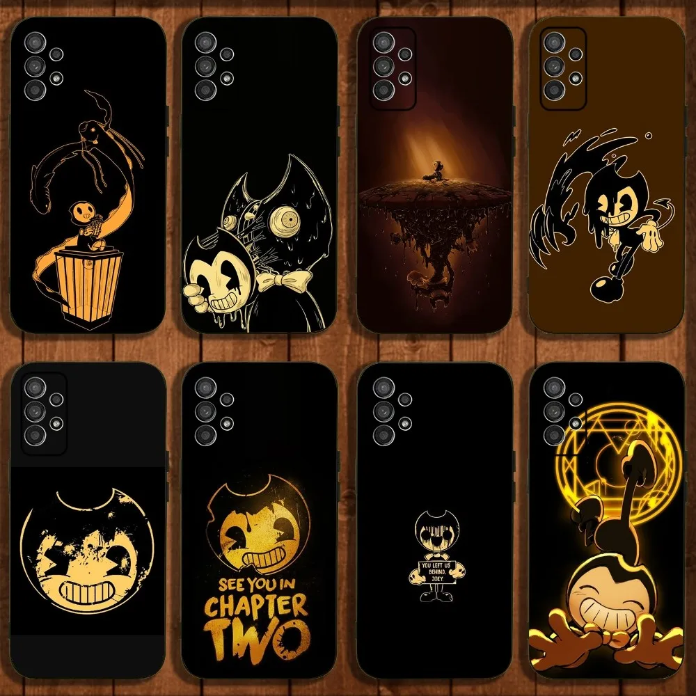 B-Bendy The Ink M-Machines Phone Case For Samsung Galaxy A13,A21s,A22,A31,A32,A52,A53,A71,A80,A91 Soft Black Cover