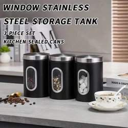 3pcs Of 1 Set, Food Jars & Canister, Cans Of Black Coffee Storage, Tea Cans, Candy Cans, Mask Cans With Seal Ring,