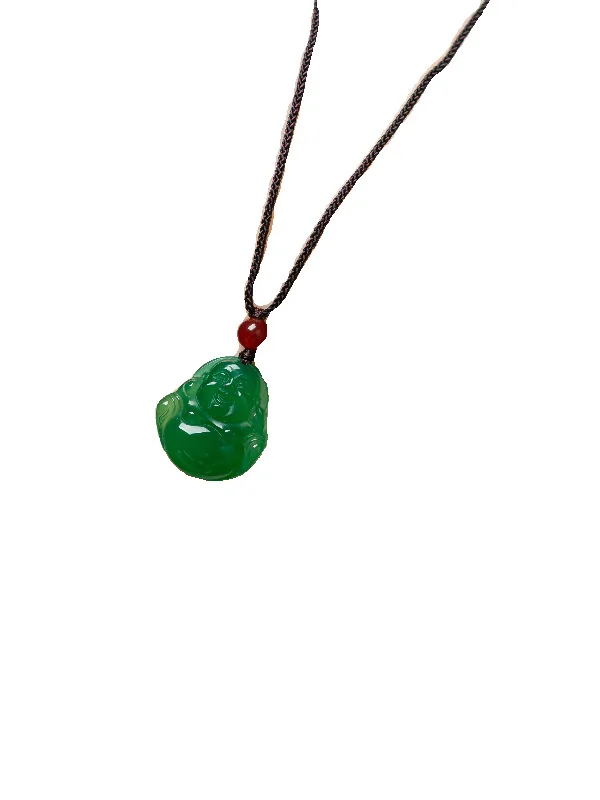 Natural Agate Litchi Jelly Clavicle Chain Unisex Guanyin Buddha Necklace Ornament Holiday Gift