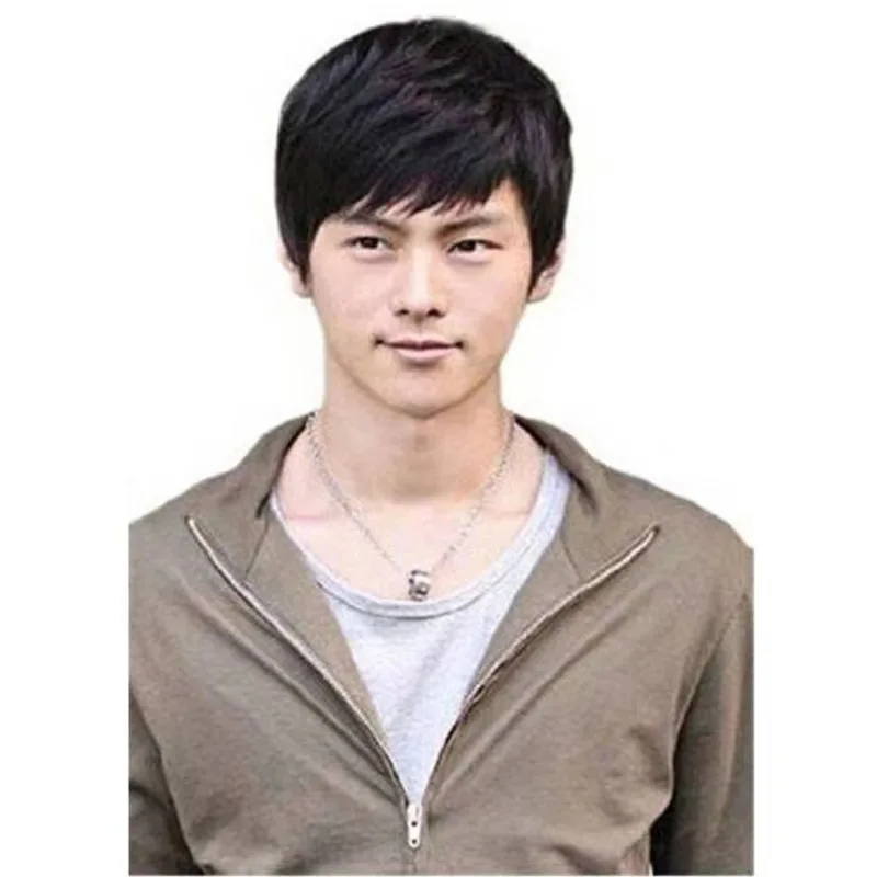 باروكة شعر صناعية سوداء على الطراز الأوروبي والأمريكي للرجال في منتصف العمر وكبار السن، شعر مستعار كامل