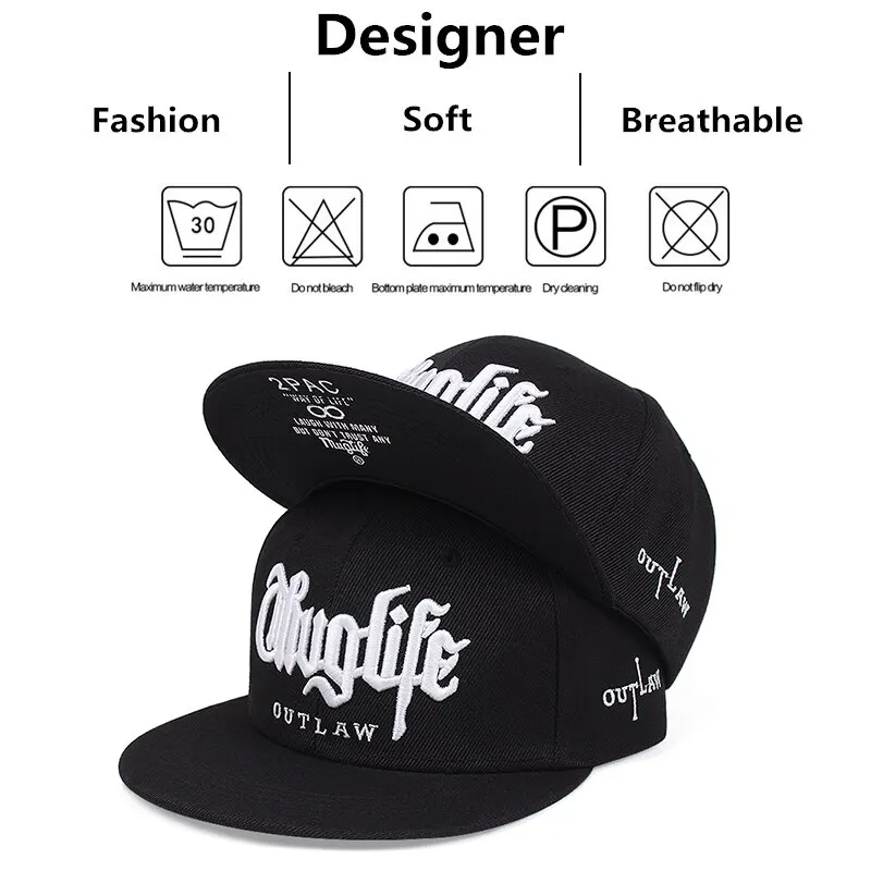 1-częściowa czapka z daszkiem Fastball Thuglife Embroidery Hiphop Baseball Cap Snapback Hat Adult Outdoor Casual Sun Casual Bone Adjustable