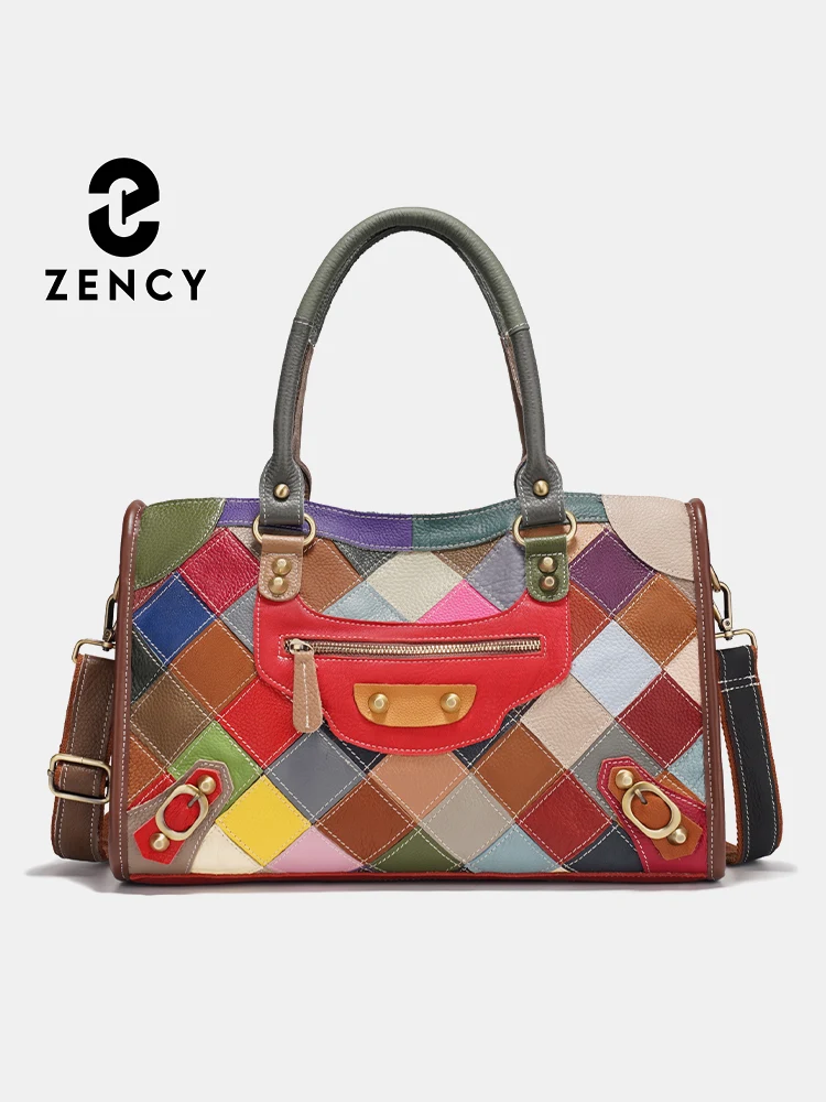 

Женская кожаная сумка Zency с верхней ручкой, дизайнерская люксовая сумка через плечо с несколькими отделениями, сумка-тоут для работы и шопинга