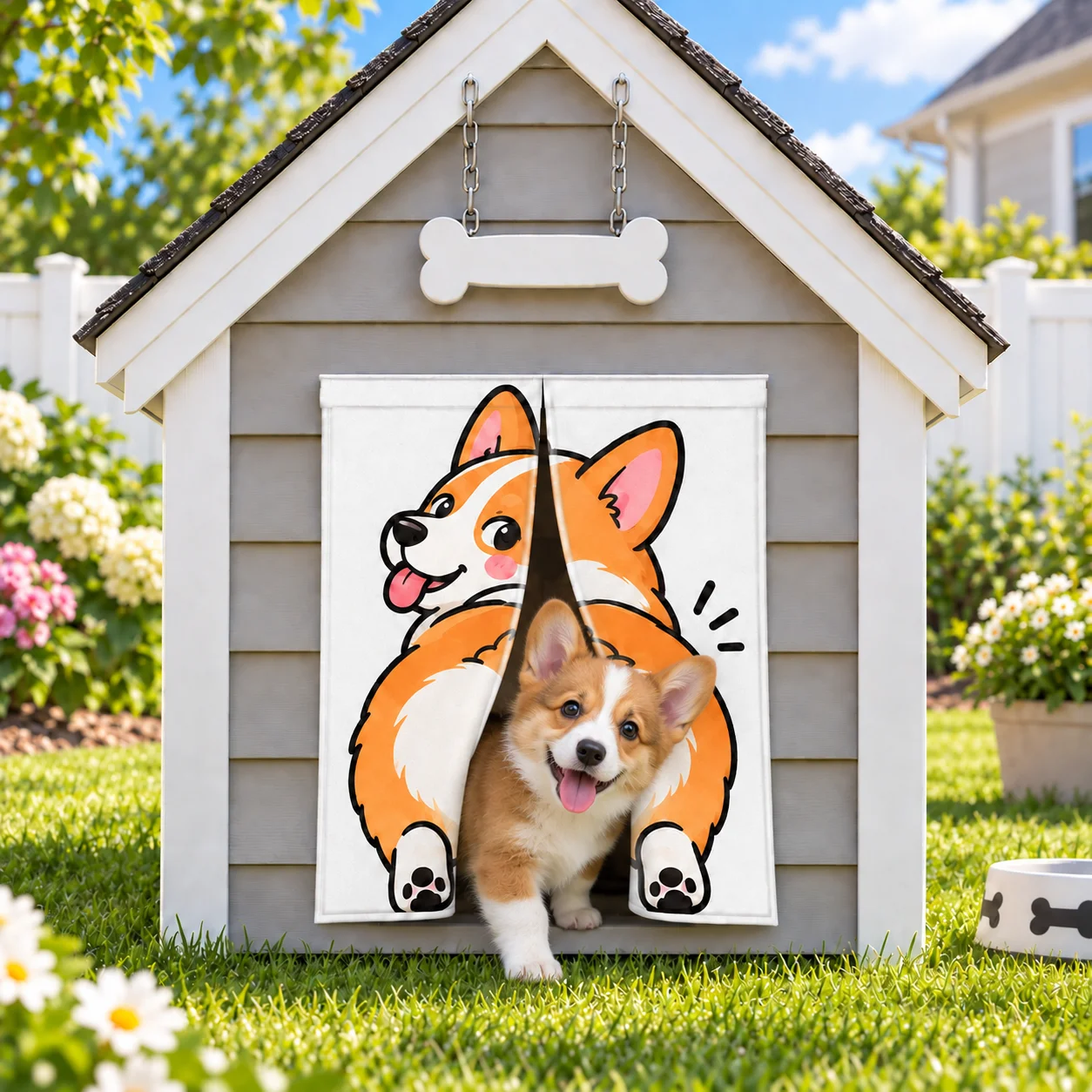 Personalized Pet Door Curtain Custom Image Print 600D Oxford Cloth Windproof Insulated Dog Gate Cover Indoor Home Decoration