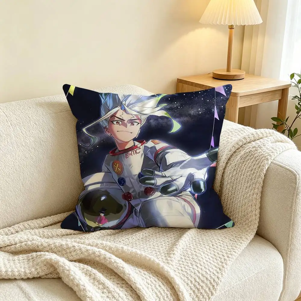 Anime Dr Stone S-Senku Ishigami Pillow Case Square Double-Sided Sofa Cushion Cover Bedroom Bedside Pillow