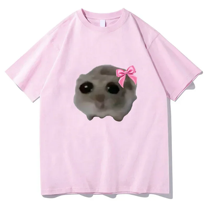 Sad Hamster T-Shirt Men O Neck Pure Cotton T Shirt Pure Cotton Unisex Fashion Short Sleeve Tees Clothes Harajuku Streetwear Tops