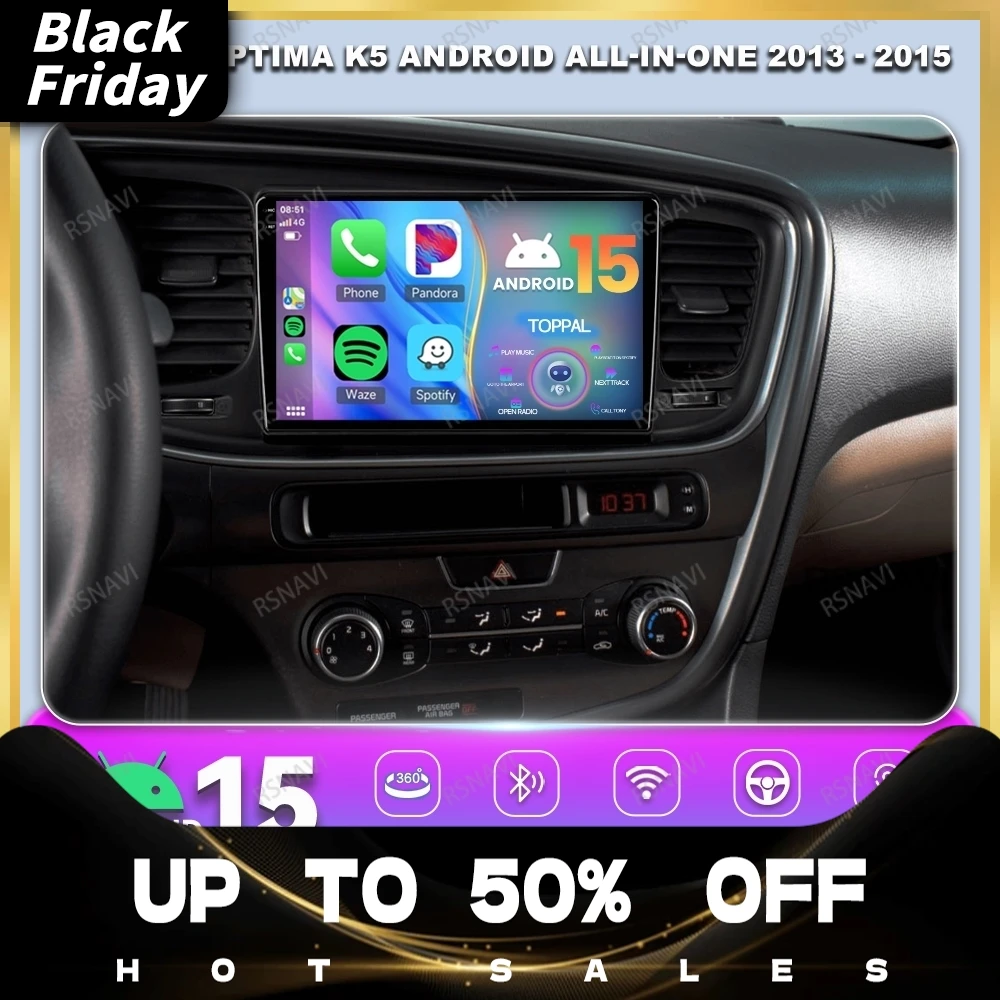 Android 15 Car Radio For KIA Optima K5 Android All-in-one 2013 - 2015 GPS Navigation Stereo Multimedia Wireless Carplay Auto DVD