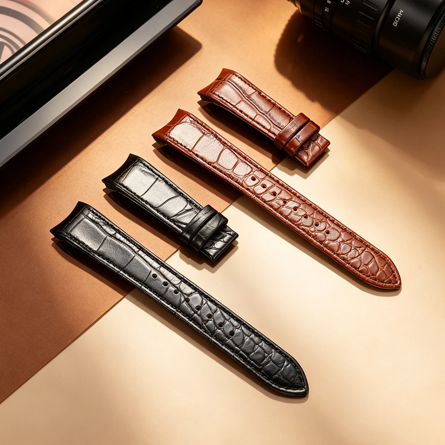 21mm Curved End Genuine Leather Watch Strap For Seiko Premier SNP Bands SNP093 096 SNP114 115 SNP126 SNP127 7D56 Folding Buckle