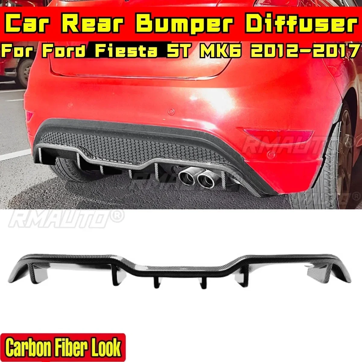 For Fiesta ST MK6 2012-2017 Body Kit Rear Bumper Diffuser Bumper Guard For Ford Fiesta ST MK6 2012-2017 Car Accessories