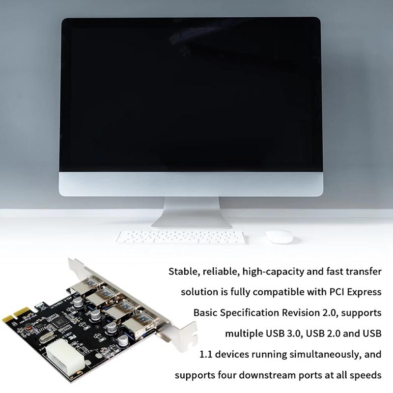 1 Pcs 4 Ports USB 3.0 PCI-E Expansion Card PCI Express Pcie USB 3.0 Hub Adapter Controller PCI E Pcie Express Adapter Card