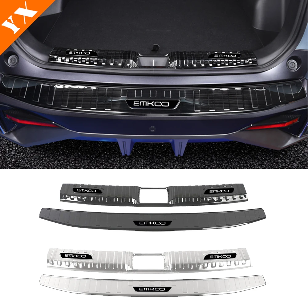 

For Trumpchi GAC EMKOO Accessories 2023-2024 Stainless Black Car Rear Trunk Protector Plate Anti Hit/Dust Sill Decoration Cover