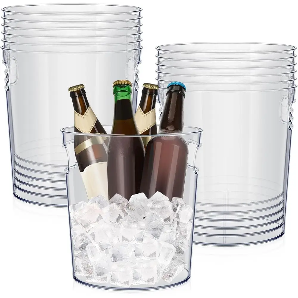 

Набор из 12 прозрачных пластиковых ведер для льда с ручками, штабелируемые емкости для напитков, для вина, шампанского и вечеринок